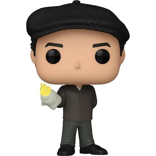 A Funko Pop! vinyl figure of Vito Corleone from The Godfather Part II, holding a small flame and a cloth wrapped around his right arm.
