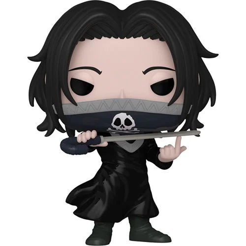 A Funko Pop! vinyl figure of the anime character Feitan from Hunter x Hunter, holding a sword and wearing a bandana.