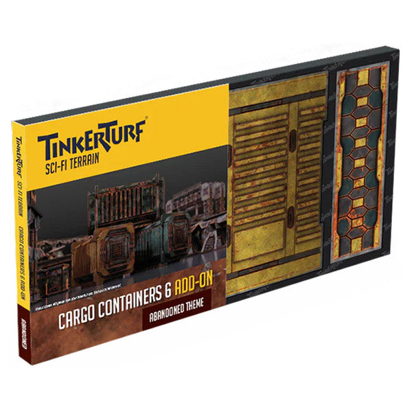 Tinkerturf sci-fi terrain cargo containers packaging on a white background