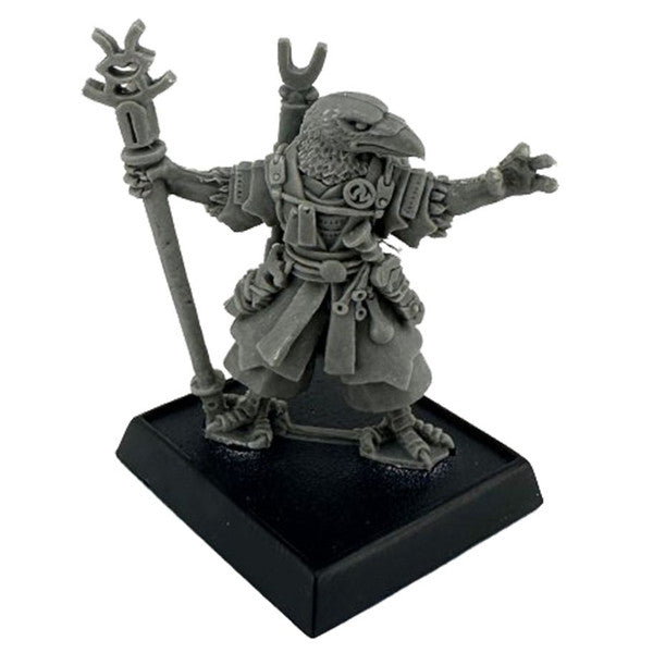 Gray figurine on a black base against a white background